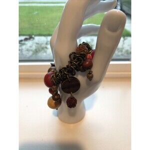 Vtg Seed Pod Nuts Chunky BRACELET UNIQUE